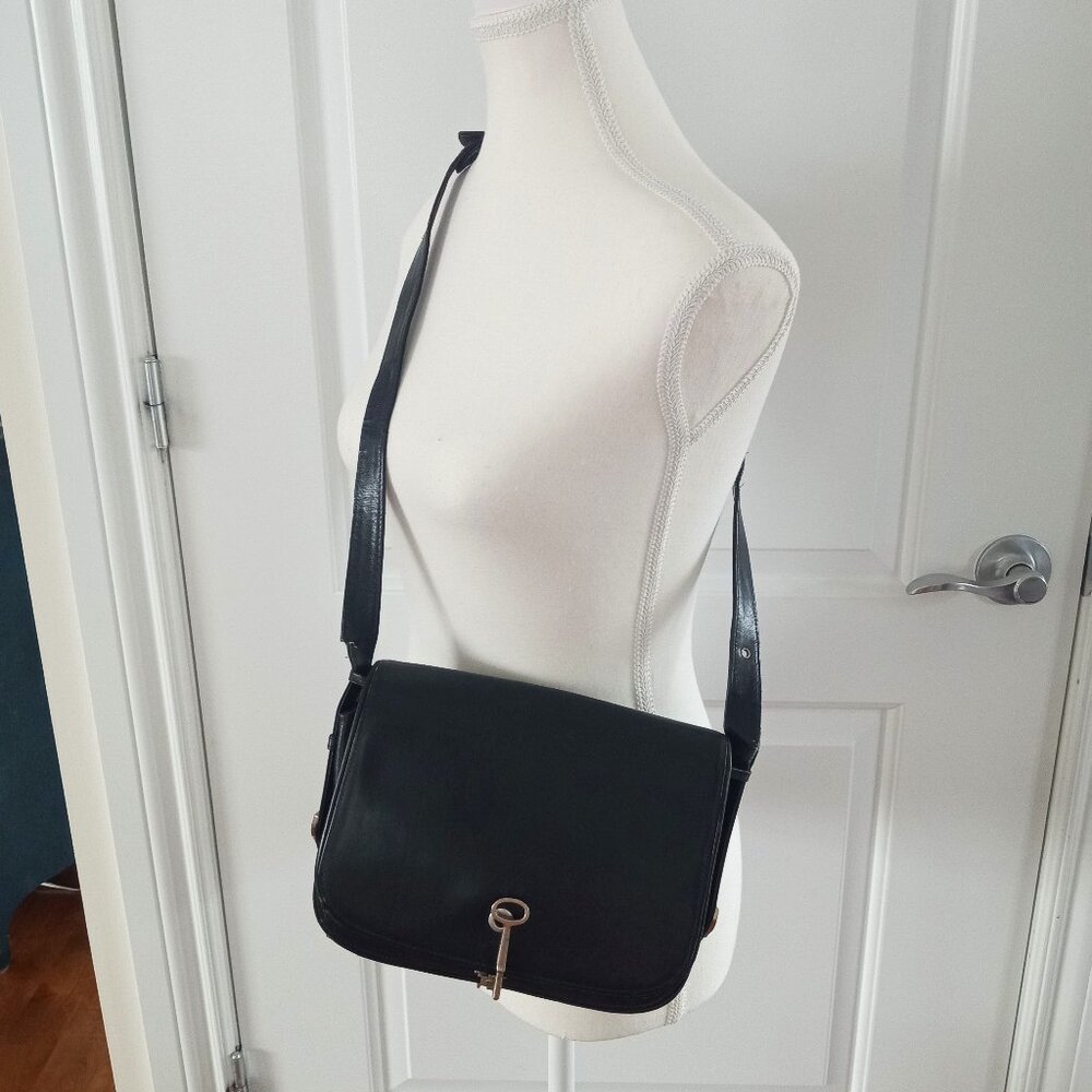 Vintage Dark Blue Leather Crossbody Bag